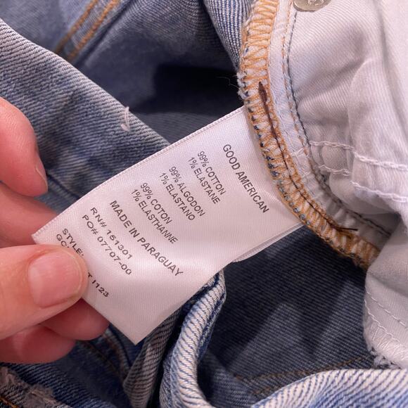 Good American Indigo Slit Knees High Rise Slim Straight Leg Jeans GCKSL67T SZ 29 - Picture 6 of 12